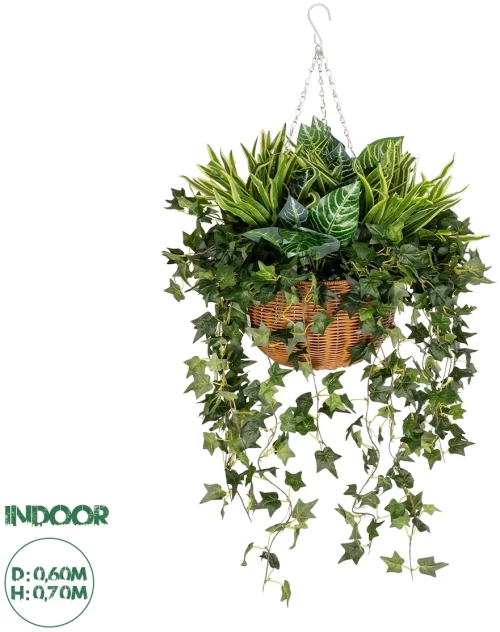 GloboStar® Artificial Garden VARIOUS HANGING PLANT 20623 Τεχνητό Κρεμαστό Διακοσμητικό Φυτό Φτέρης Π60 x Μ60 x Y70cm