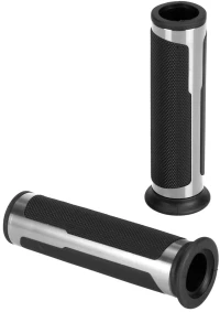 ΧΕΡΟΥΛΙΑ MOTO STYLE GRIP ΜΑΥΡΟ/ΑΣΗΜΙ ΧΡΩΜΑ 22mm+25mm 12cm LAMPA - 2 τεμ.