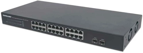 Intellinet 24-Port Gigabit Ethernet Switch with 2 SFP Ports, 24 x 10/100/1000 Mbps RJ45 Ports + 2 x SFP, IEEE 802.3az (Energy Efficient Ethernet), 19" Rackmount, Metal