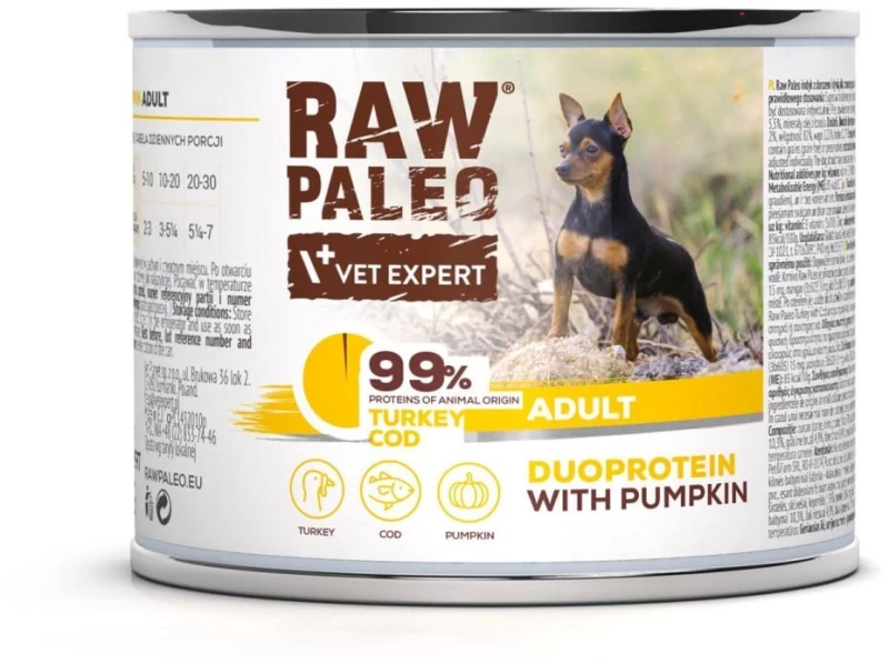 RAW PALEO Duoprotein Turkey & Cod Adult - wet dog food - 200g