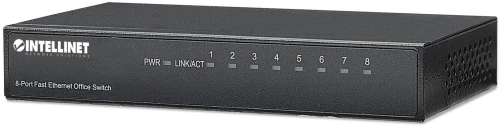 Intellinet 8-Port Fast Ethernet Office Switch, Desktop Size, Metal, IEEE 802.3az (Energy Efficient Ethernet), Box