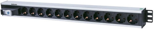 Intellinet Vertical Rackmount 12-Way Power Strip - German Type, With Single Air Switch, No Surge Protection