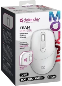 MOUSE DEFENDER FEAM MM-296 RF SILENT WHITE
