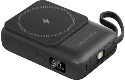 Kruger&Matz 10000 mAh Mag Safe Induction Power Bank with Cable black