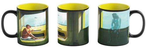 Heat Reveal Mug Good Loot Cyberpunk 2077 Game Art Chronicles - V & Edward Hopper 450 ml Black, Yellow