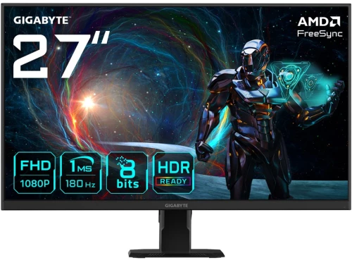 GIGABYTE GS27FA 27" FHD Gaming Monitor - 1920 x 1080, 180Hz, 1ms, 300 cd/m , FreeSync, HDR Ready, HDMI 2.0, Displayport 1.4