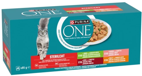 PURINA One Sterilcat Beef, salmon, chicken, turkey - wet cat food - 40x85g