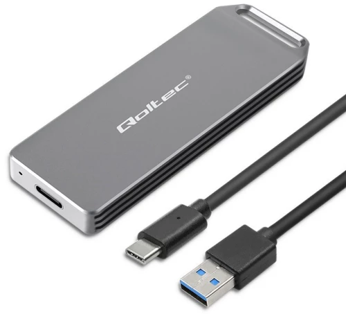 Qoltec Mini Aluminum Case | M.2 SSD Bay | NVMe | PCIe | USB 3.1 | Super speed 10Gb/s | 2TB | Silver