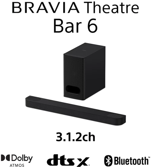 Sony BRAVIA Theatre Bar 6 | Soundbar 3.1.2 καν. πανίσχυρο ασύρματο subwoofer | Dolby Atmos®/DTS:X®