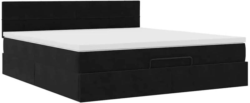 vidaXL Οθωμανικό κρεβάτι με στρώμα Μαύρο 160x200cm Velvet