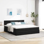 vidaXL Οθωμανικό κρεβάτι με στρώμα Μαύρο 160x200cm Velvet