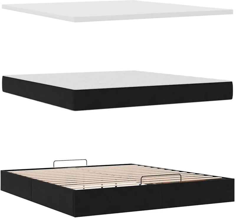 vidaXL Οθωμανικό κρεβάτι με στρώμα Μαύρο 160x200cm Velvet