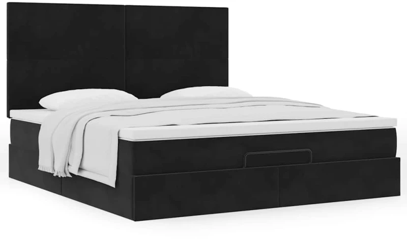 vidaXL Οθωμανικό κρεβάτι με στρώματα Μαύρο 160x200cm Velvet