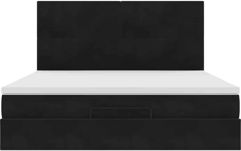 vidaXL Οθωμανικό κρεβάτι με στρώματα Μαύρο 160x200cm Velvet