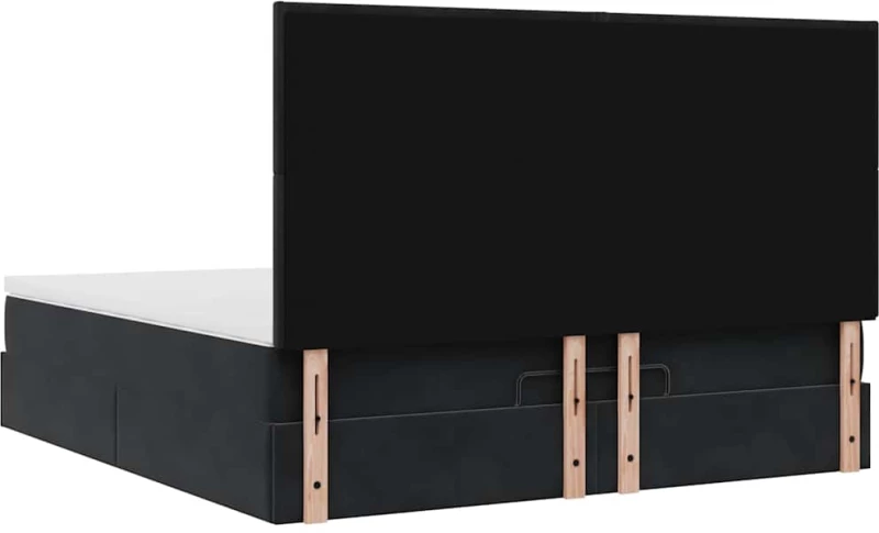 vidaXL Οθωμανικό κρεβάτι με στρώματα Μαύρο 160x200cm Velvet