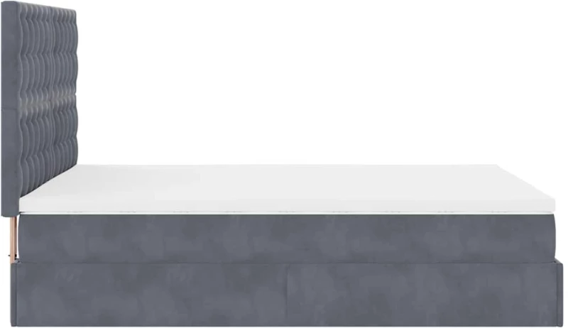 vidaXL Οθωμανικό κρεβάτι με στρώματα & LEDs Σκούρο γκρι Βελούδο