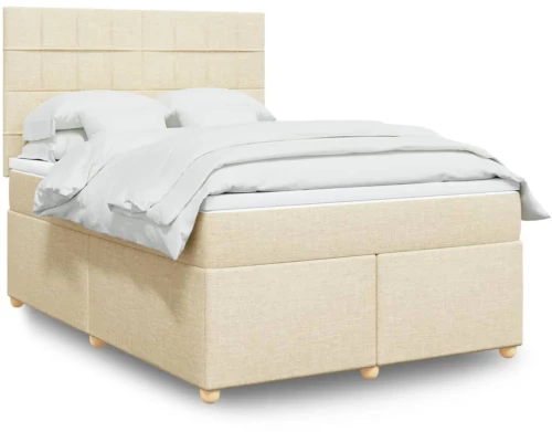 vidaXL Κρεβάτι Boxspring με Στρώμα Κρεμ 160x200 εκ. Υφασμάτινο