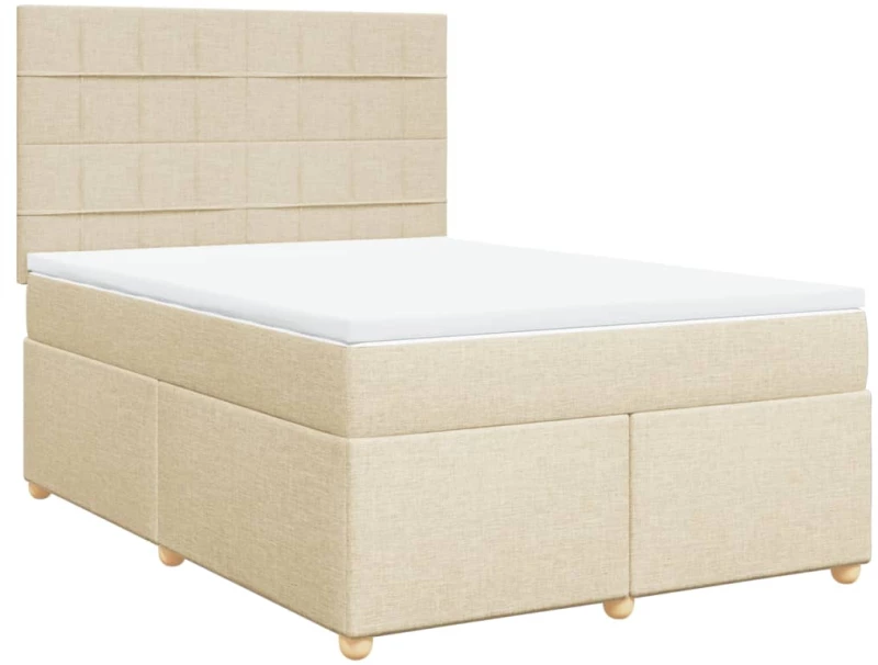 vidaXL Κρεβάτι Boxspring με Στρώμα Κρεμ 160x200 εκ. Υφασμάτινο
