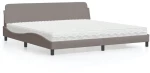 vidaXL Κρεβάτι με Στρώμα Taupe 200x200 εκ. Υφασμάτινο