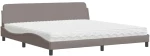 vidaXL Κρεβάτι με Στρώμα Taupe 200x200 εκ. Υφασμάτινο
