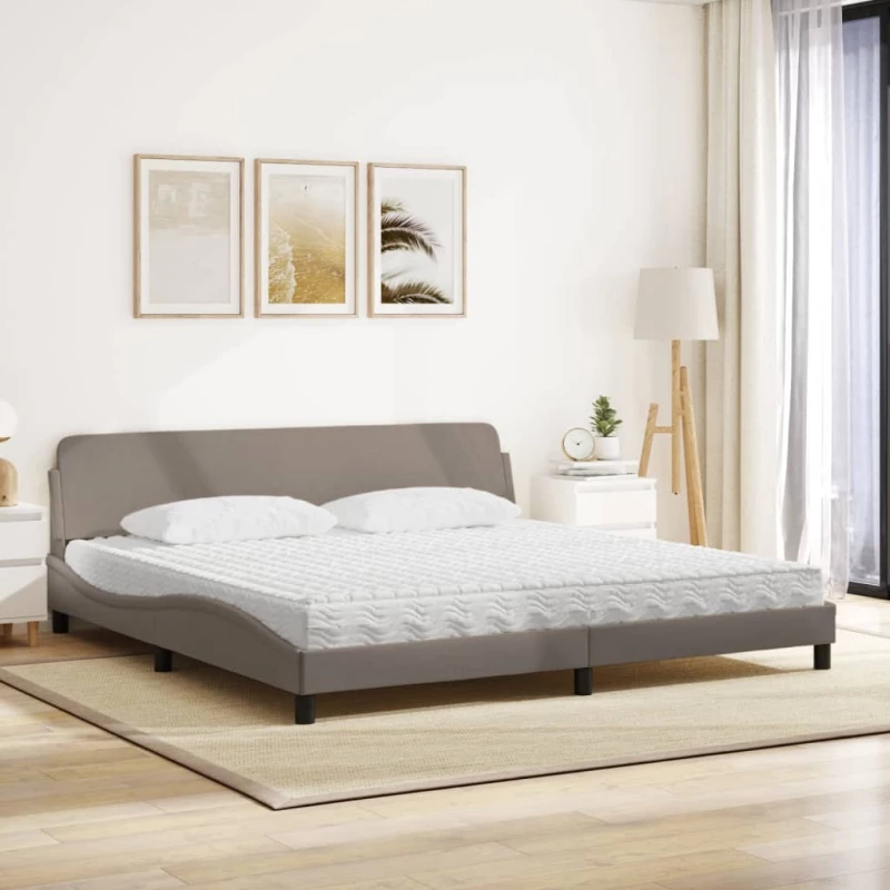 vidaXL Κρεβάτι με Στρώμα Taupe 200x200 εκ. Υφασμάτινο