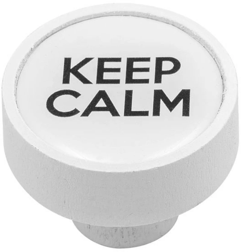Roline 509 Πόμολο Επίπλου από Δρυς Λευκό-Keep Calm Φ37mm