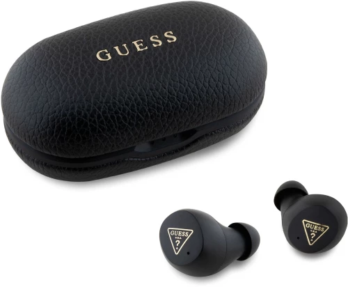 Guess Grained Printed Classic Logo True Wireless ENC Earphones Black - GUTWSPGTSPSK