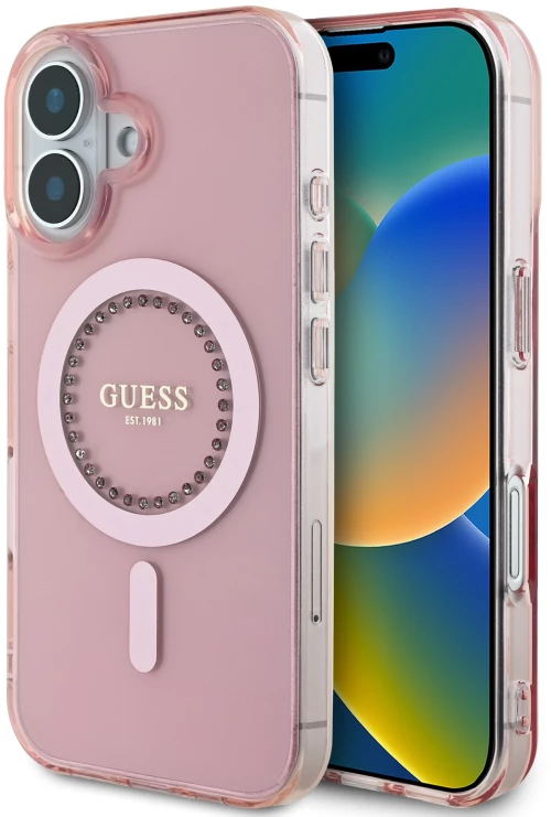 Guess Magsafe “Rhinestones” Hard Case Θήκη προστασίας από σκληρό πλαστικό – iPhone 16 Ροζ – GUHMP16SPFTDTEP