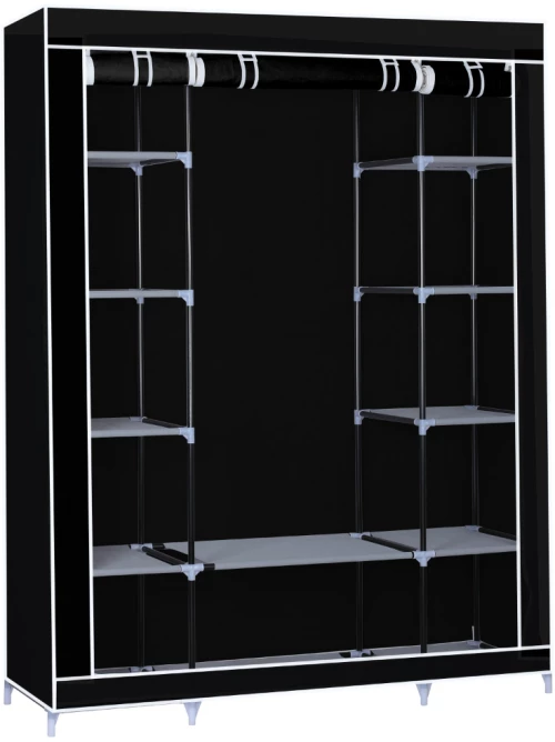 Φορητή υφασμάτινη ντουλάπα Herzberg HG-8009-BLK Μαύρη