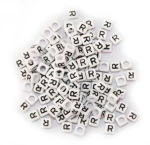 Kostibas 3897-186MR, Χάντρες, Κύβος, Γράμμα R, Ασπρόμαυρο, 630τμχ