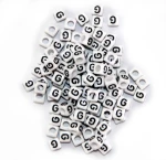 Kostibas 3897-186MG, Χάντρες, Κύβος, Γράμμα G, Ασπρόμαυρο, 630τμχ
