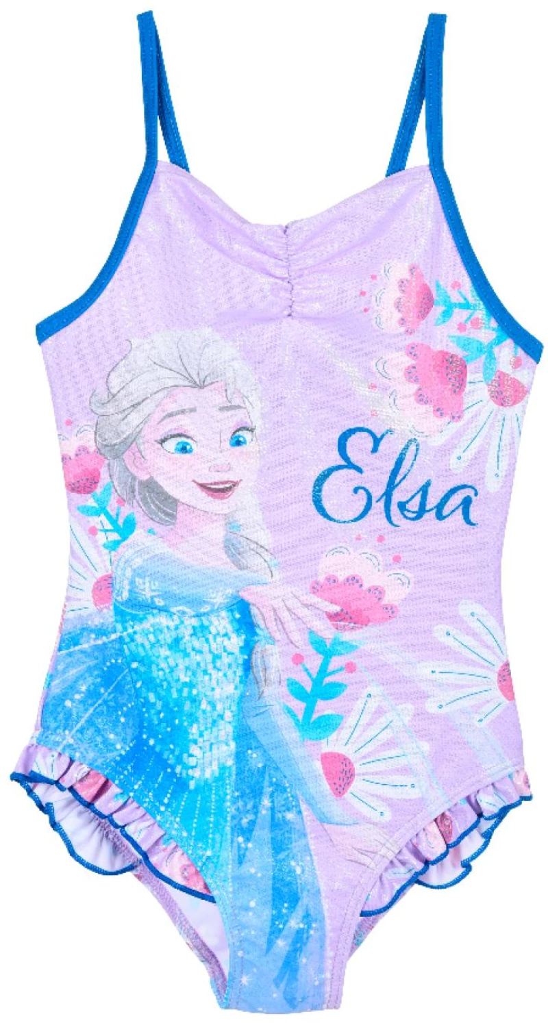 Ολόσωμο μαγιό κορίτσι "Frozen elsa and flowers" λιλά