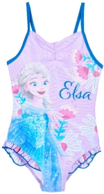 Ολόσωμο μαγιό κορίτσι "Frozen elsa and flowers" λιλά
