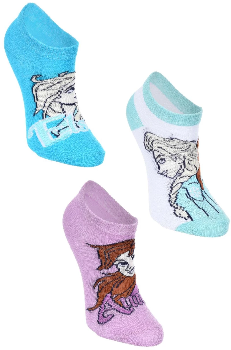 Σετ 3 ζευγάρια κάλτσες κορίτσι "Frozen Elsa & Anna" λιλά