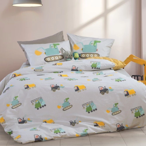 Σεντόνια Παιδικά Fun At Work (Σετ 3τμχ) Grey Nef-Nef Homeware Μονό 170x260cm 100% Βαμβάκι
