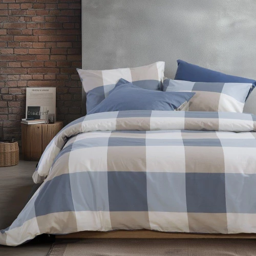 Σεντόνια Casual Check (Σετ 4τμχ) Denim Nef-Nef Homeware Διπλό 200x270cm 100% Βαμβάκι