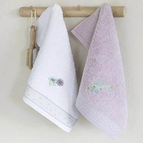 Πετσέτες Lavender (Σετ 2τμχ) White-Lila Nima Σετ Πετσέτες 30x50cm 100% Βαμβάκι