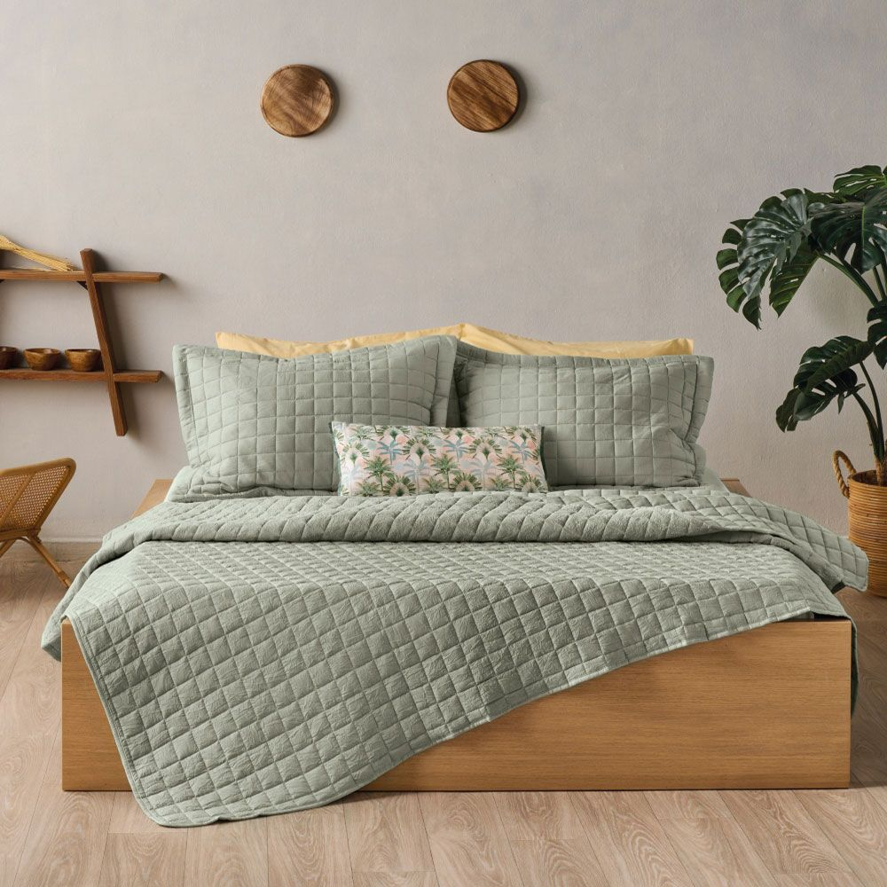 Κουβερλί Vegas 2325 Olive Green Kentia Ημίδιπλο 180x240cm Microfiber-Polyester
