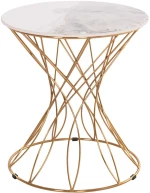 Τραπεζάκι Βοηθητικό Rudy HM18037.01 Φ45x48,5cm White-Gold
