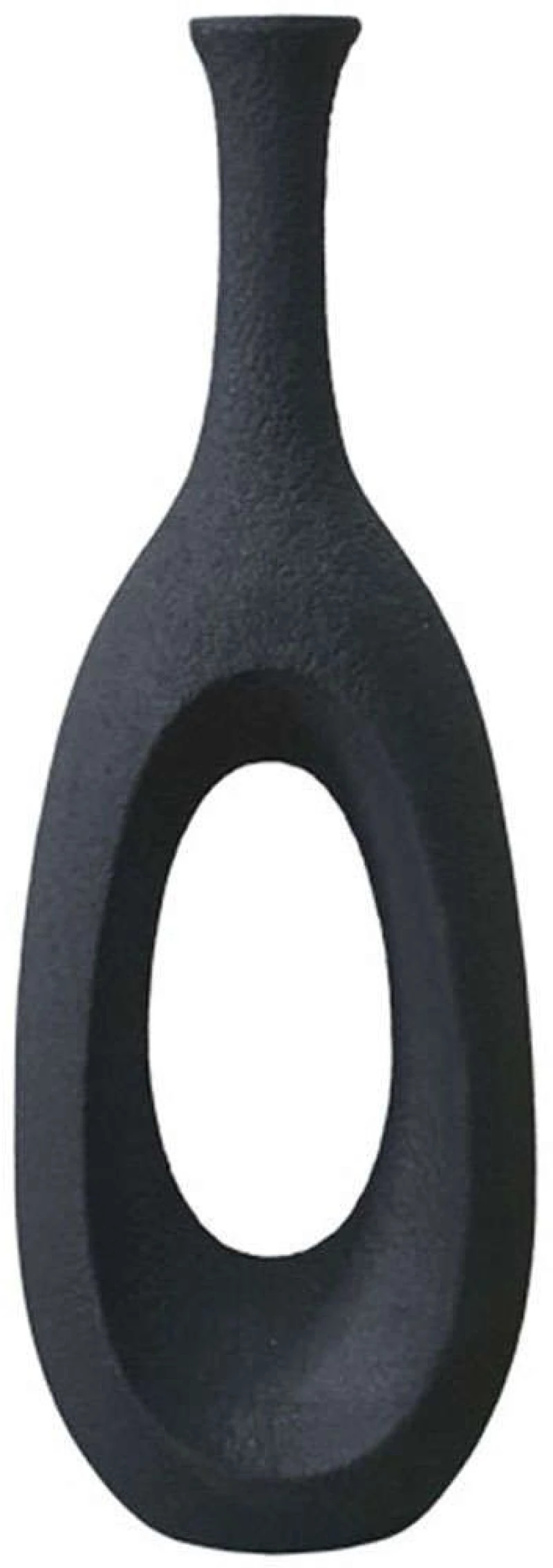 Βάζο 06-00-23622 27x20x76cm Black Marhome Υαλοβάμβακας