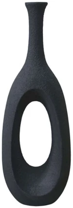 Βάζο 06-00-23622 27x20x76cm Black Marhome Υαλοβάμβακας