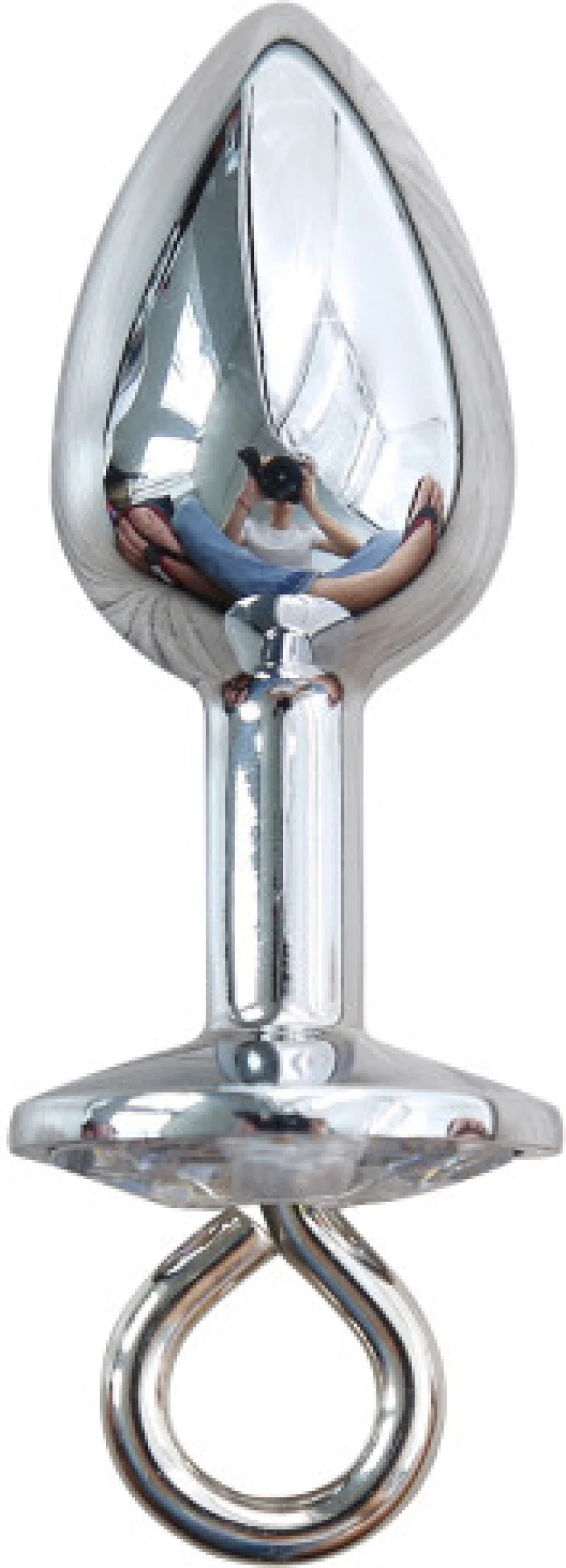 Small detachable jewelled butt plug with chain leash