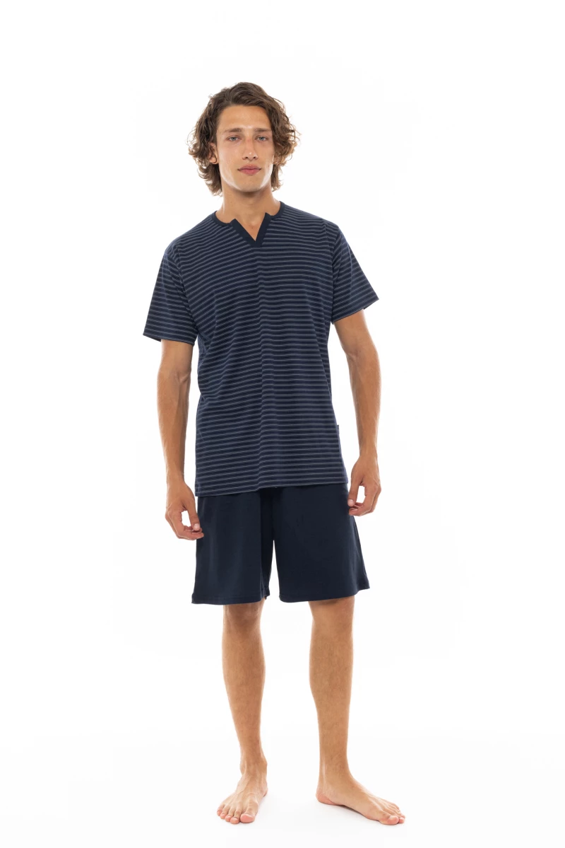 Ανδρική Καλοκαιρινή Πυτζάμα Ulisse - Stripe - V-NECK - Κοντό μανίκι - Cotton
