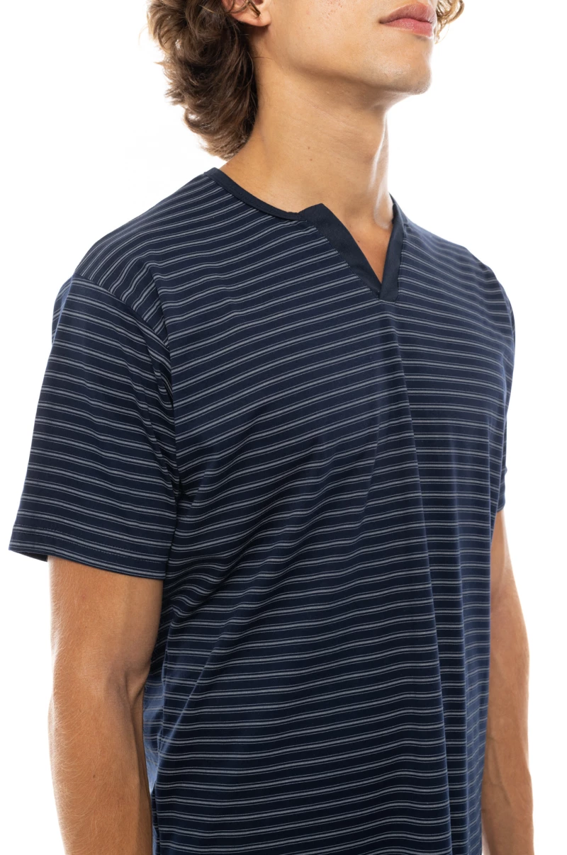 Ανδρική Καλοκαιρινή Πυτζάμα Ulisse - Stripe - V-NECK - Κοντό μανίκι - Cotton