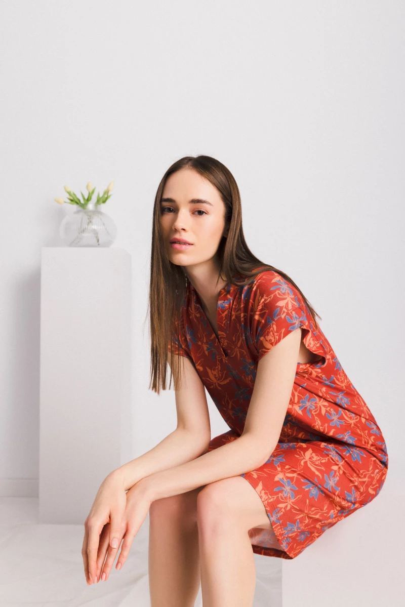 Γυναικείο Νυχτικό Pink Label - BLOOMING FLOWER - Viscose - Κοντό Μανίκι