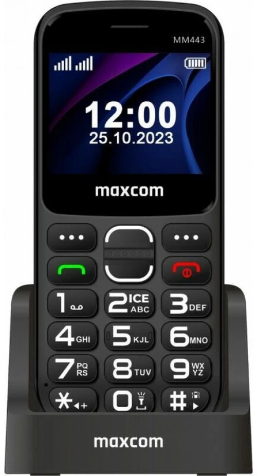 Maxcom MM443 (Dual Sim) 4G VoLTE 2.31" με Βάση Φόρτισης, Μεγάλα Πλήκτρα, Ραδιόφωνο, Φακό και Πλήκτρο Έκτακτης Ανάγκης Μαύρο