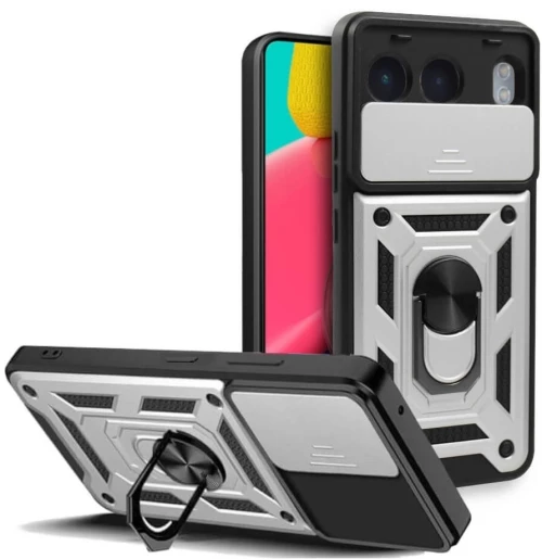 Θήκη OnePlus Nord 4 - Bodycell Armor Slide Ανθεκτική με Κάλυμμα για την Κάμερα & Μεταλλικό Ring Holder - Silver (5206015078590)
