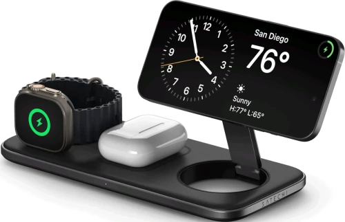 Ασύρματος Φορτιστής Satechi Qi2 Trio Μαγνητική Βάση MagSafe & Qi2 για iPhone / Apple Watch / AirPods 15W - Space Grey (ST-QTPM-EA)