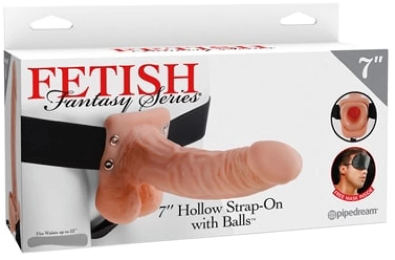 Κούφιο Strap-On με Όρχεις Fetish Fantasy Series 18cm Μπεζ