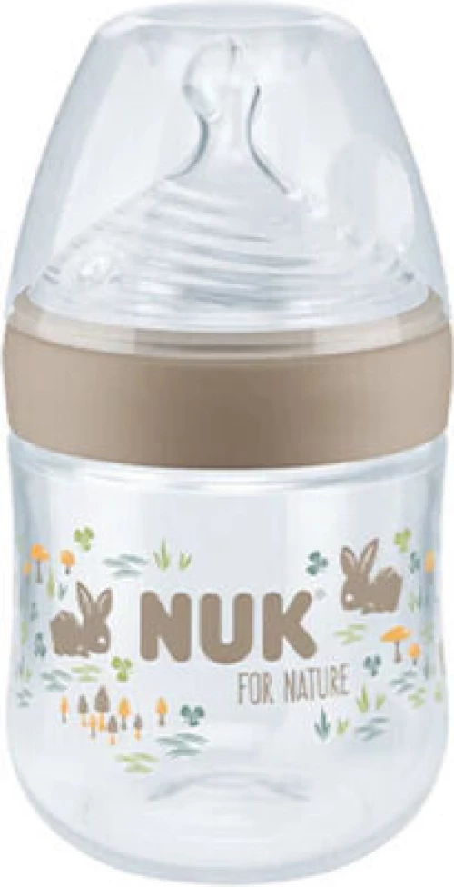 NUK For Nature Μπιμπερό PP Mε Δείκτη Ελέγχου Θερμοκρασίας & Θηλή Σιλικόνης Small, 150ml 10.743.075 - Μπεζ